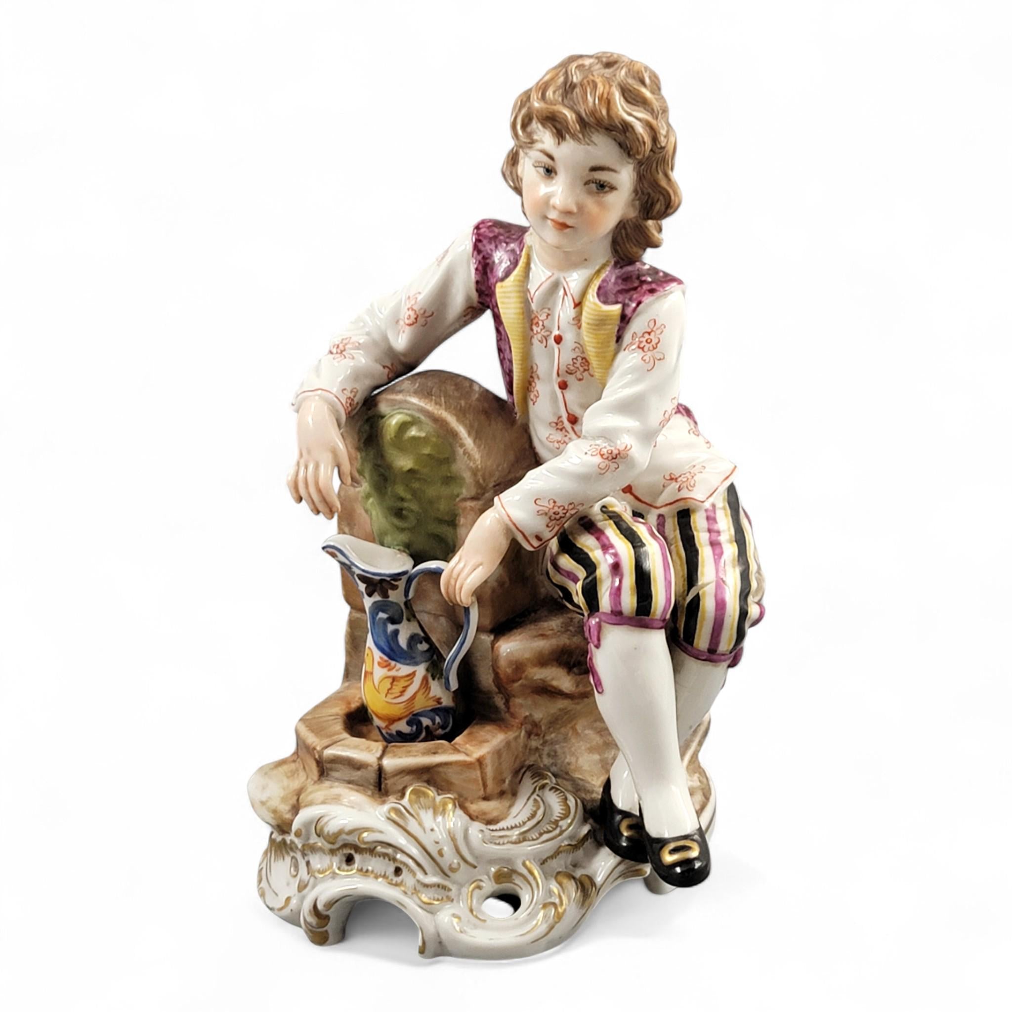 Rare early Lladro figure “Young Man at the Fountain”, handmade c.1957