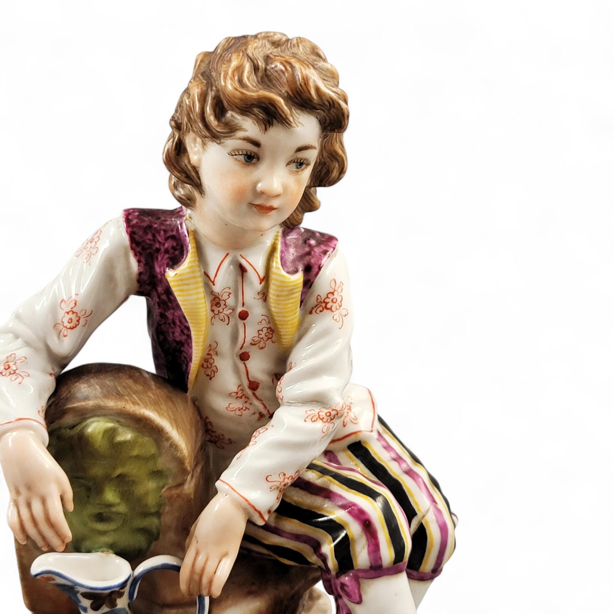 Rare early Lladro figure “Young Man at the Fountain”, handmade c.1957