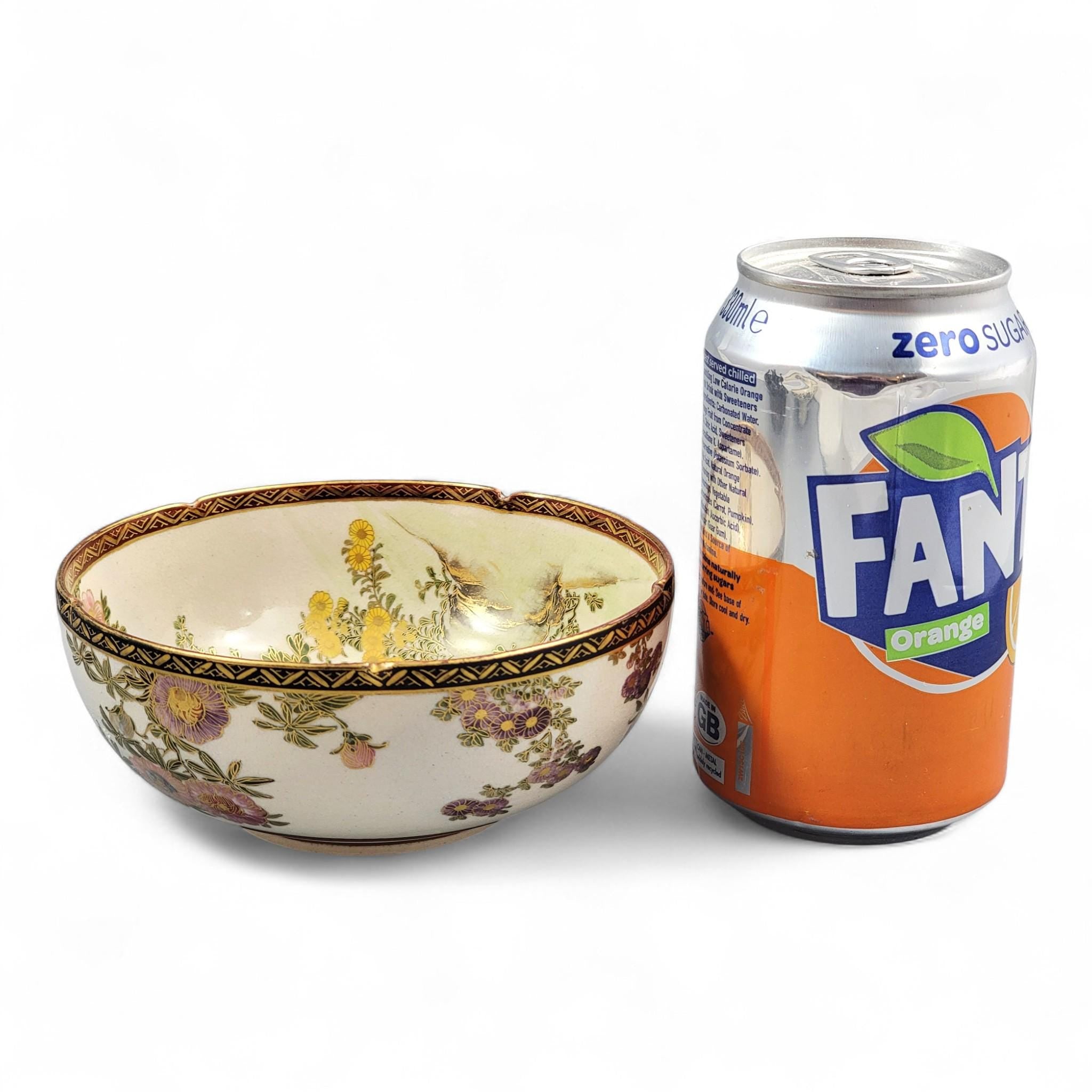 Meiji Japanese Satsuma floral bowl by Nikko, Shimazu crest c.1890–1910
