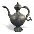 Monumental Indian bronze aftaba with makara handle, c. 1850