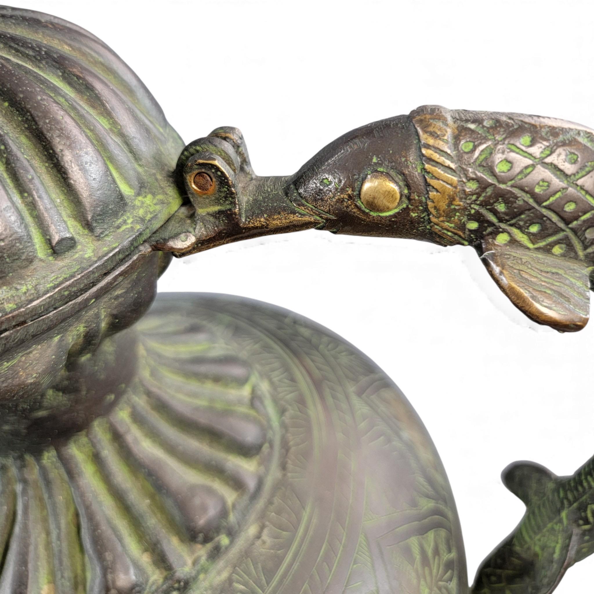 Monumental Indian bronze aftaba with makara handle, c. 1850