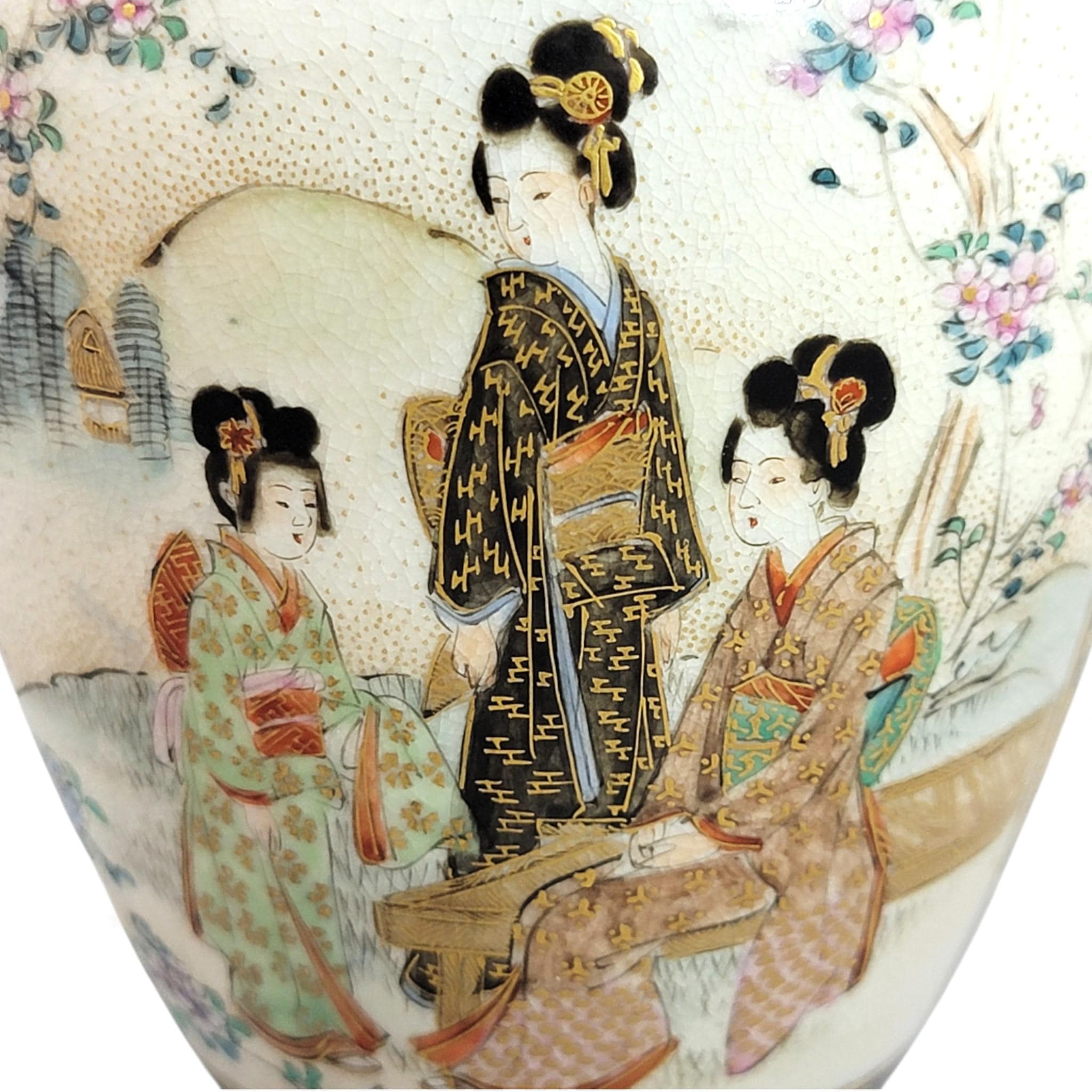 Kinkozan Kyoto Satsuma Cobalt & Gold Vase Pair Meiji Japan