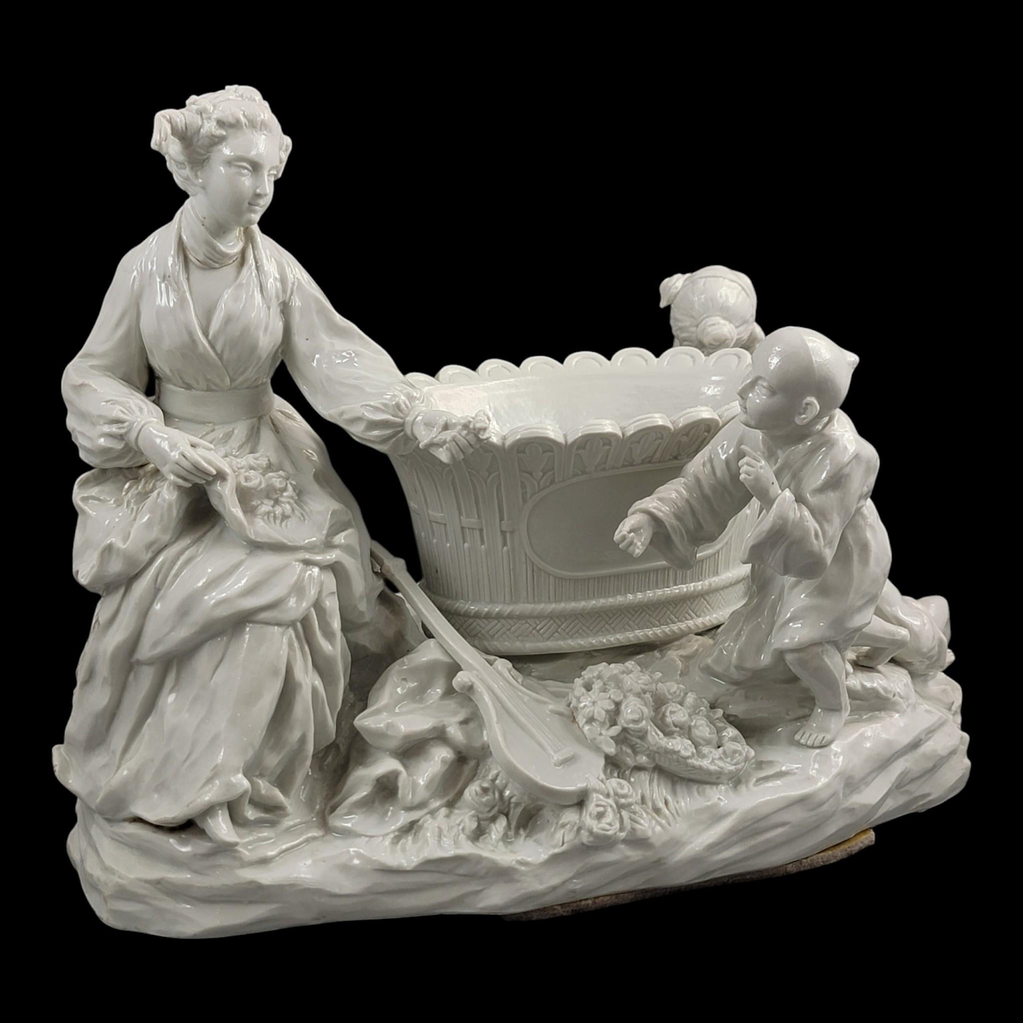 Large French soft-paste chinoiserie figure group, c.1750–1760