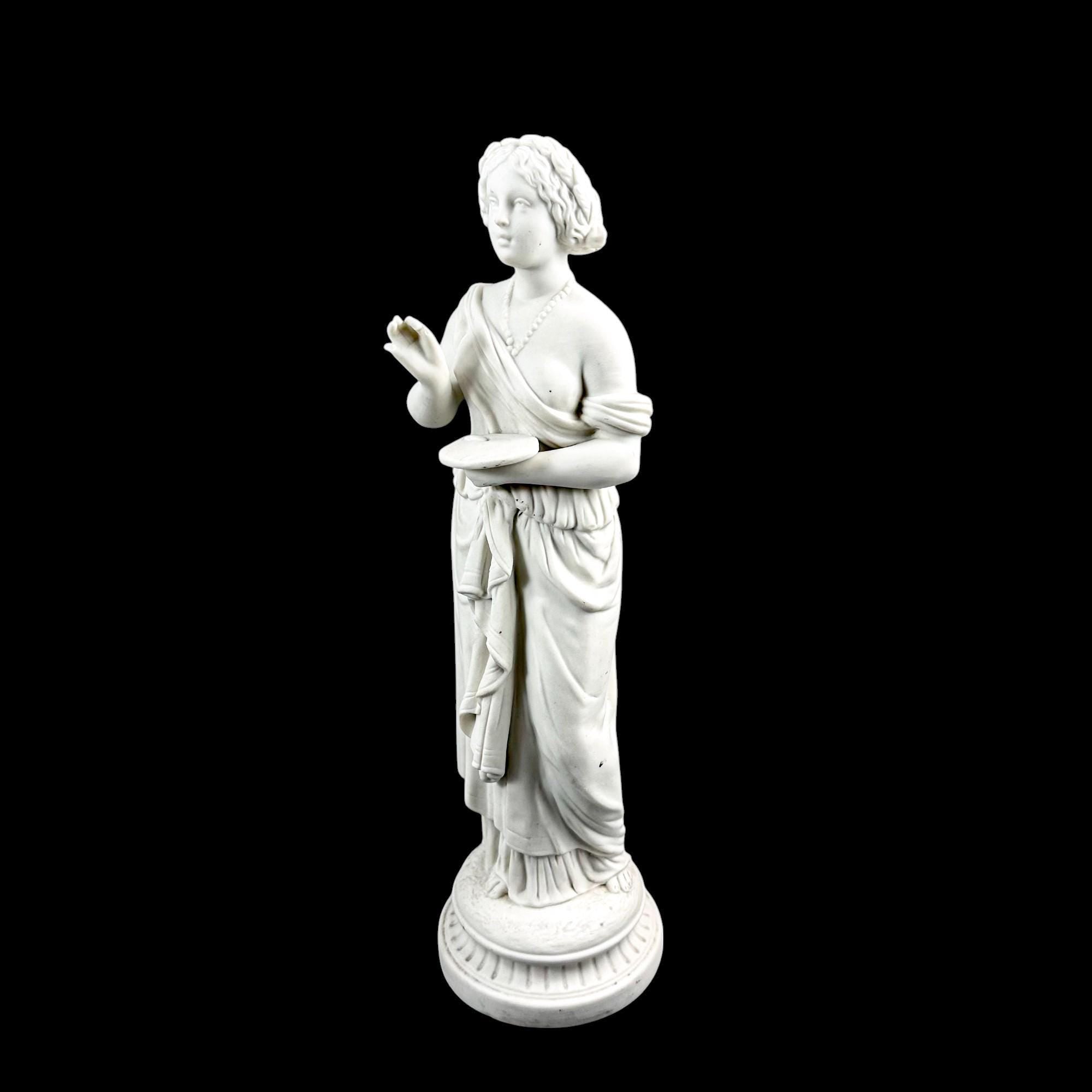 Victorian Neoclassical bisque porcelain figure, antique English 1850's