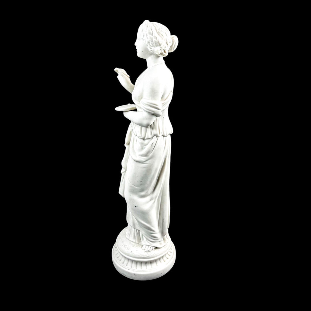 Victorian Neoclassical bisque porcelain figure, antique English 1850's