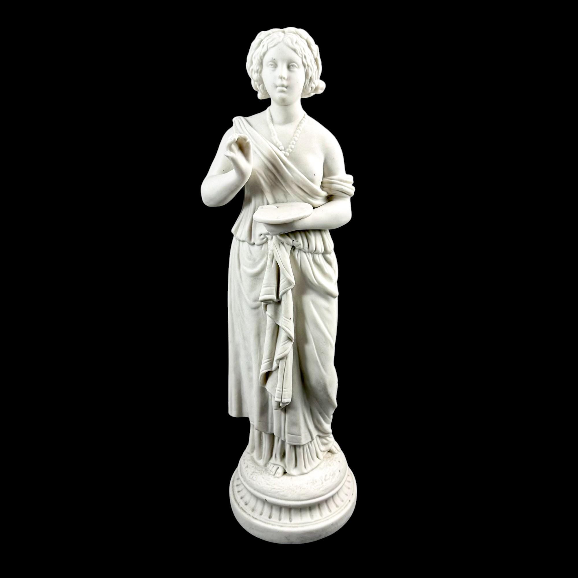 Victorian Neoclassical bisque porcelain figure, antique English 1850's