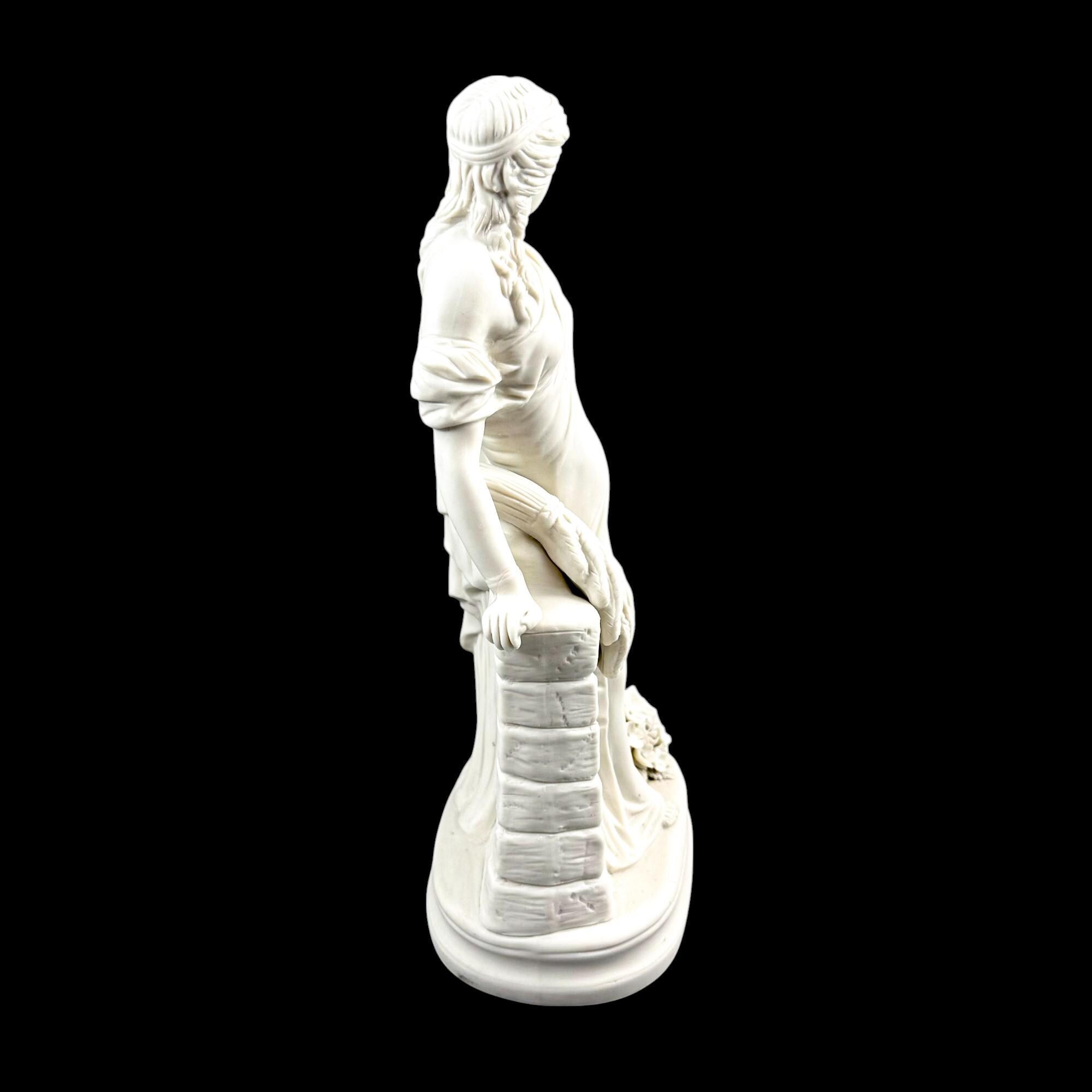 Victorian Parian classical figure with dove & cornucopia, late 19th century