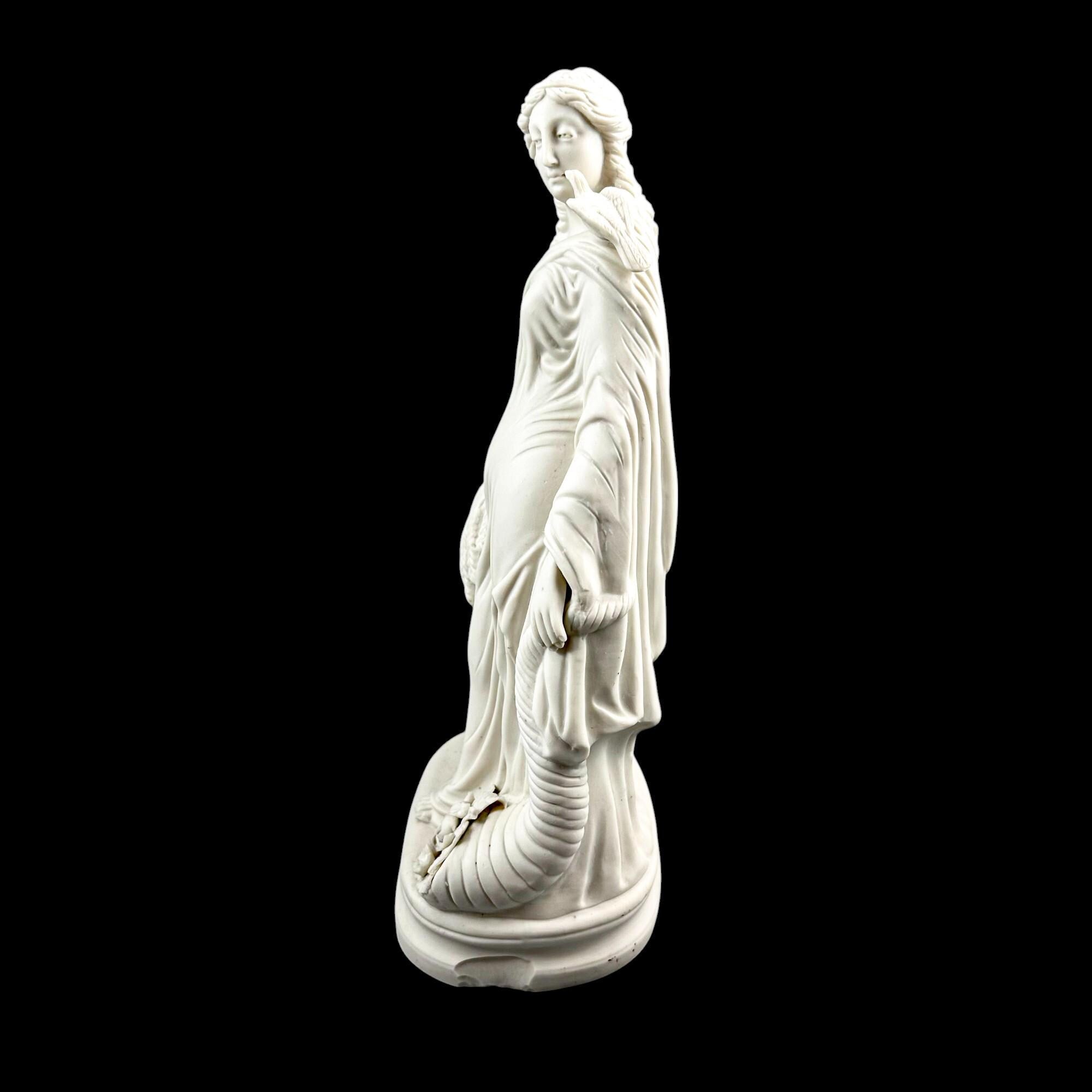 Victorian Parian classical figure with dove & cornucopia, late 19th century