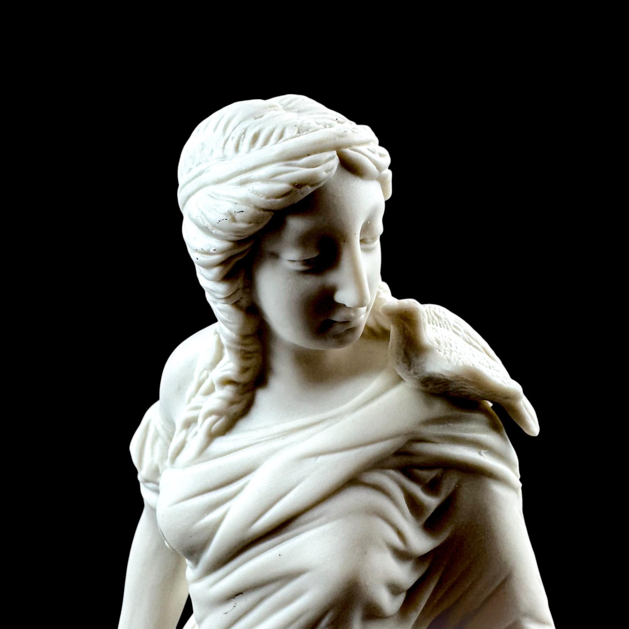 Victorian Parian classical figure with dove & cornucopia, late 19th century