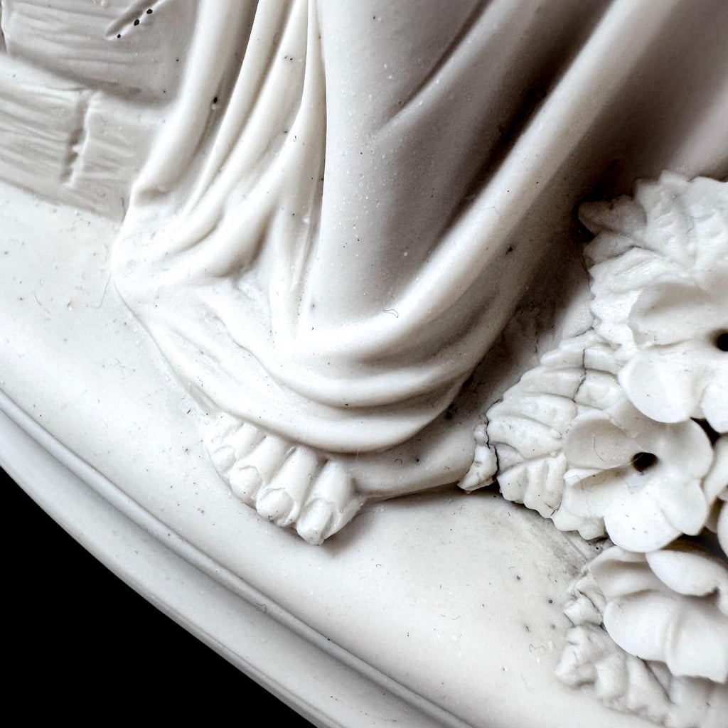 Victorian Parian classical figure with dove & cornucopia, late 19th century