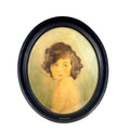 Painting “Childhood” – 1930 oil portrait by Bown Jones in oval ebonised frame