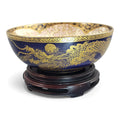 Japanese Satsuma Kyoto dragon bowl, cobalt and gilt, Meiji era