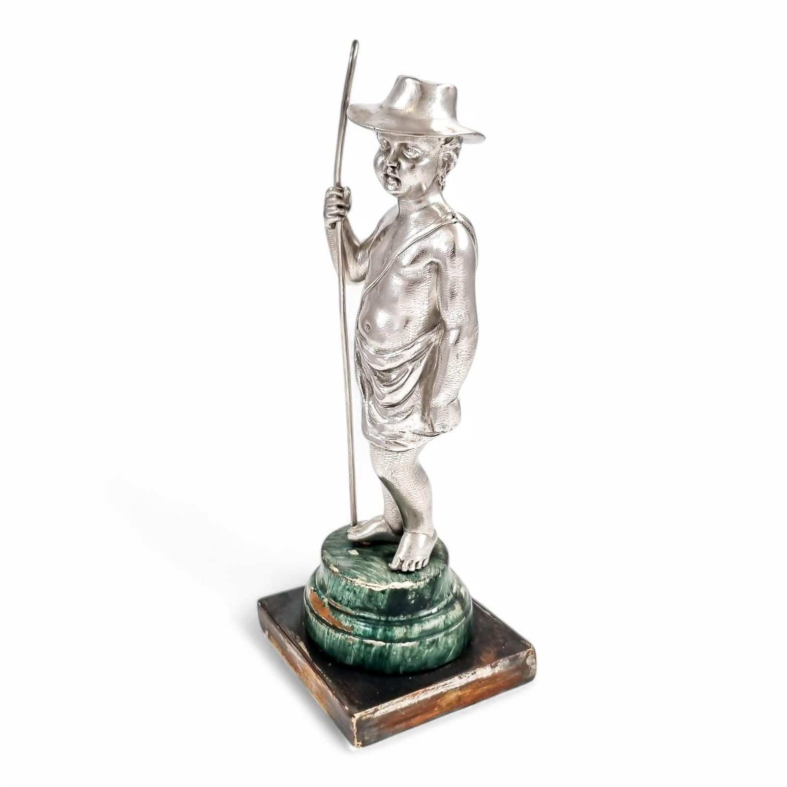 Barnard sterling silver shepherd boy figure, Victorian c. 1860s