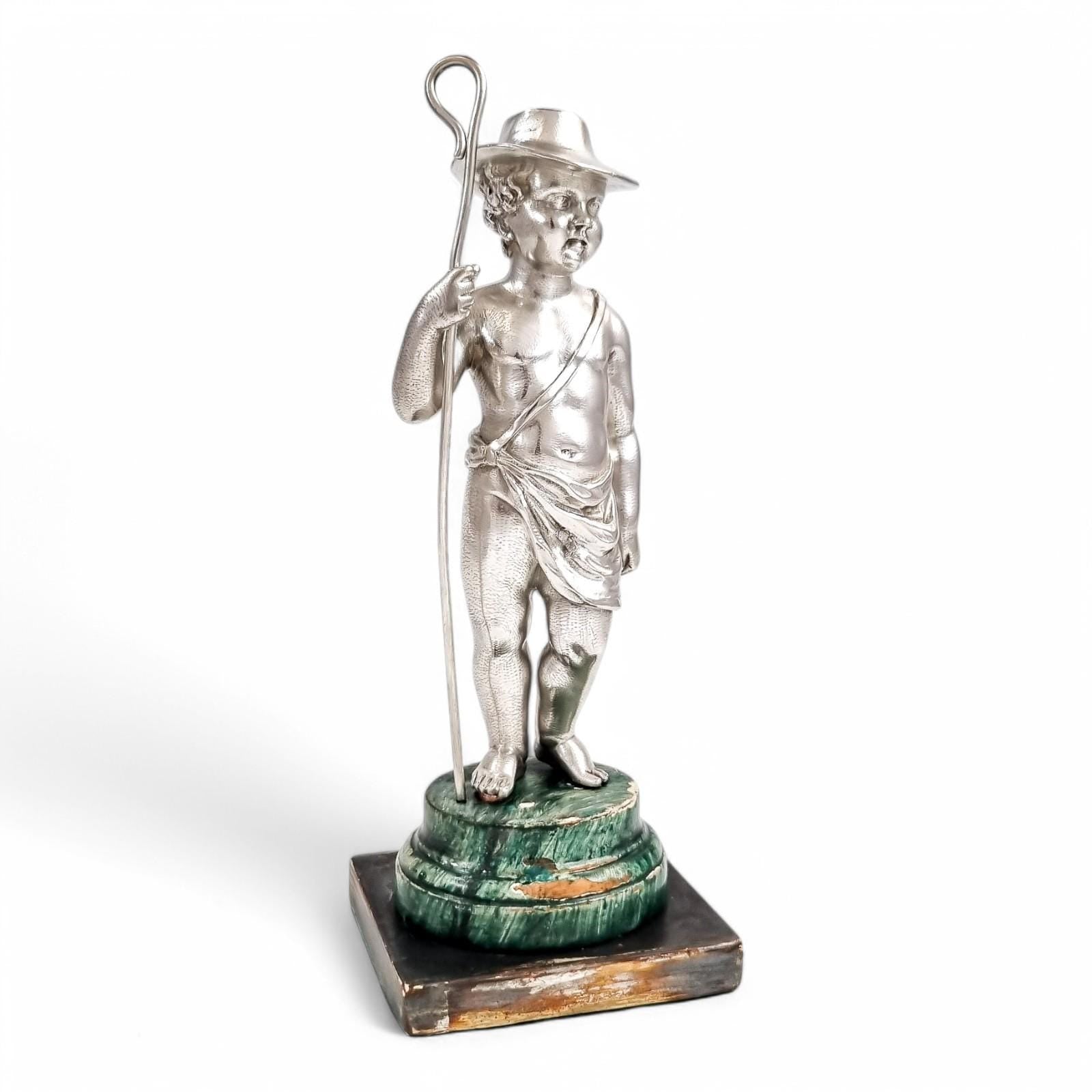 Barnard sterling silver shepherd boy figure, Victorian c. 1860s