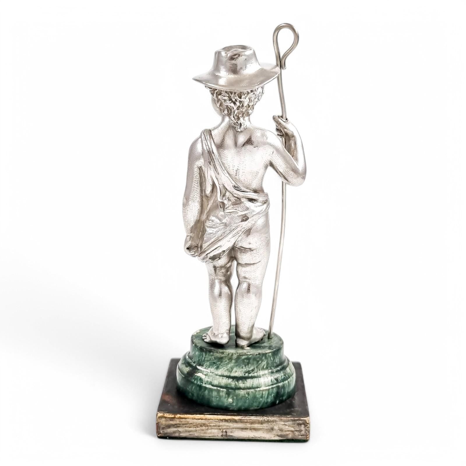 Barnard sterling silver shepherd boy figure, Victorian c. 1860s