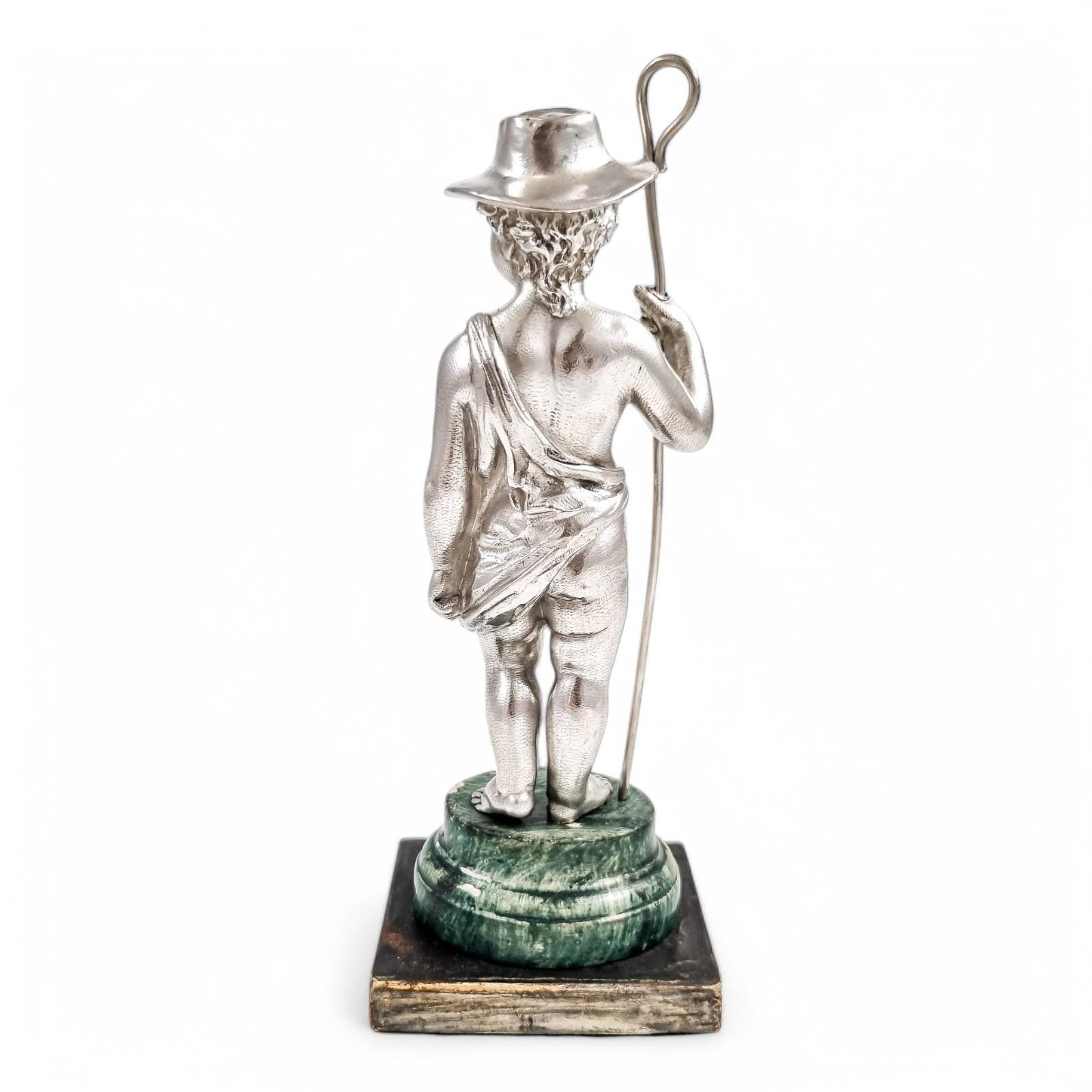 Barnard sterling silver shepherd boy figure, Victorian c. 1860s