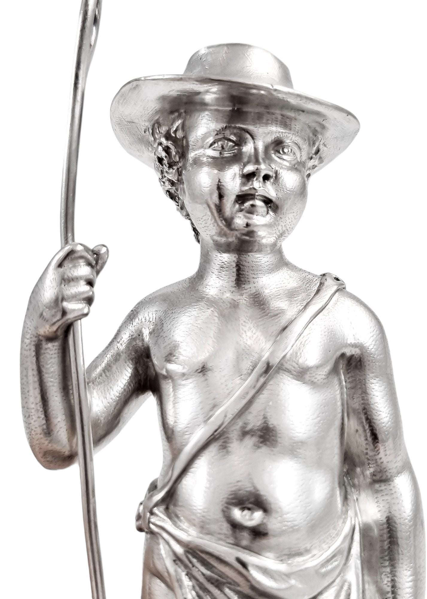 Barnard sterling silver shepherd boy figure, Victorian c. 1860s