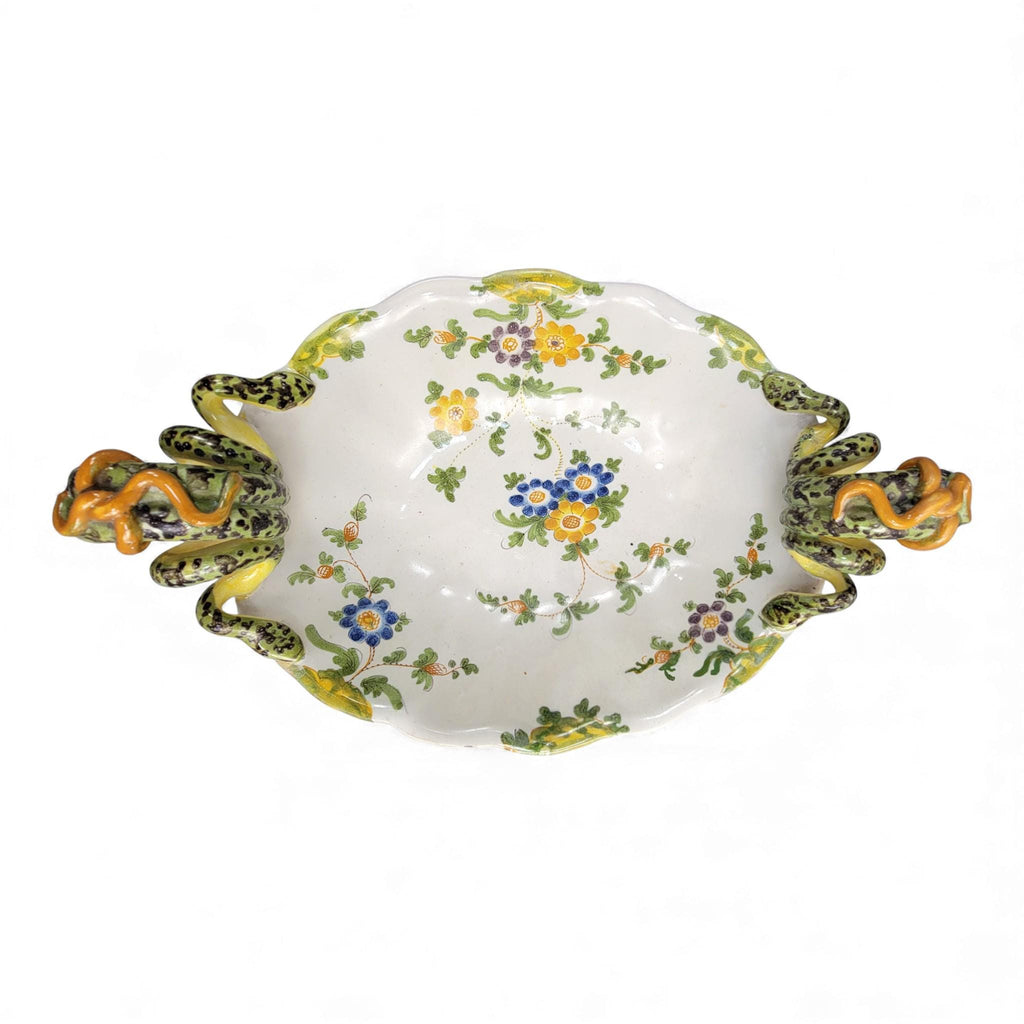 Ulisse Cantagalli majolica vase c.1880, serpent handles, Florentine Renaissance revival