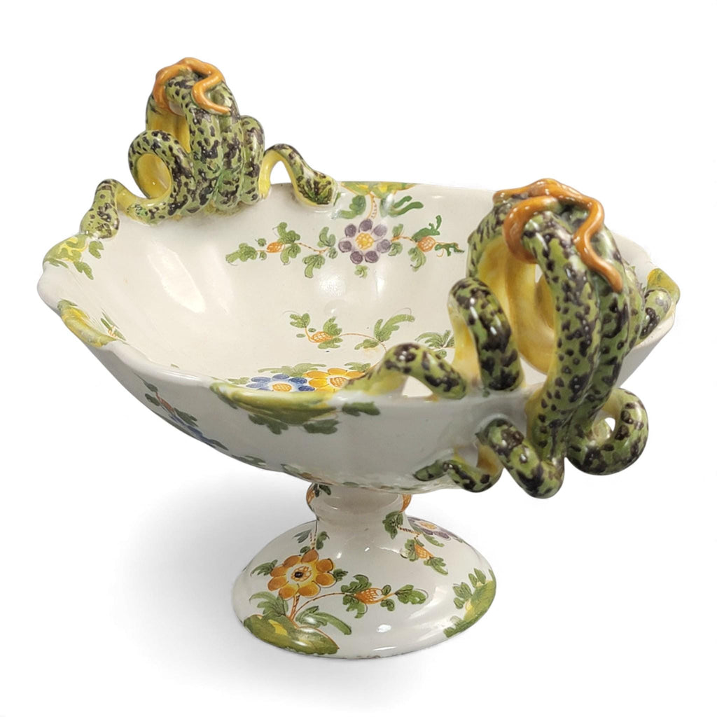 Ulisse Cantagalli majolica vase c.1880, serpent handles, Florentine Renaissance revival