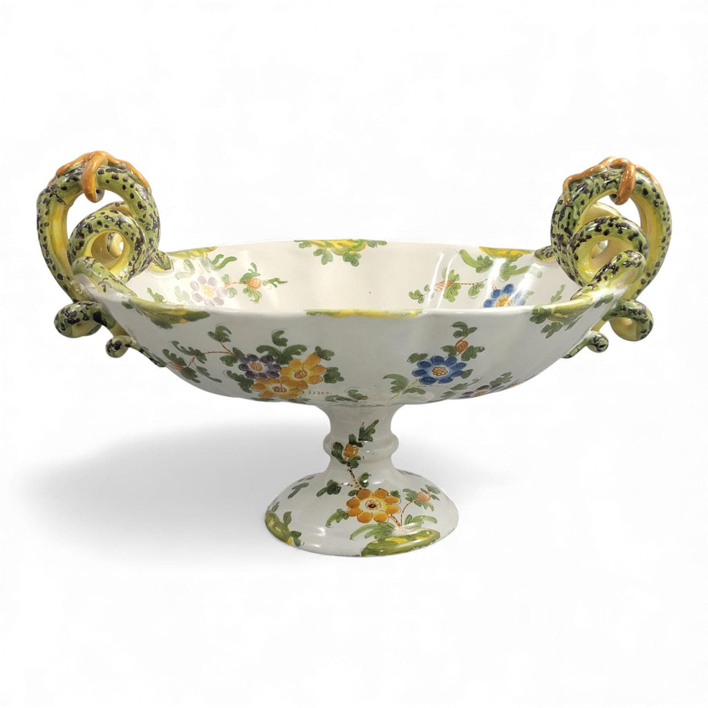 Ulisse Cantagalli majolica vase c.1880, serpent handles, Florentine Renaissance revival