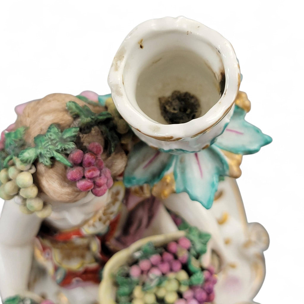 Chelsea porcelain Summer and Autumn candlesticks, late 18th century Four Seasons pair c.1775–1783