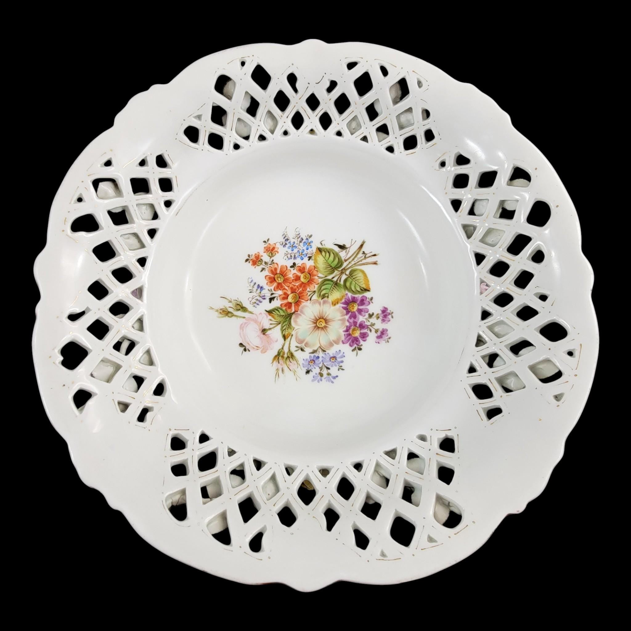 Large Schierholz Plaue floral centrepiece with putti, Dresden style porcelain, c.1907
