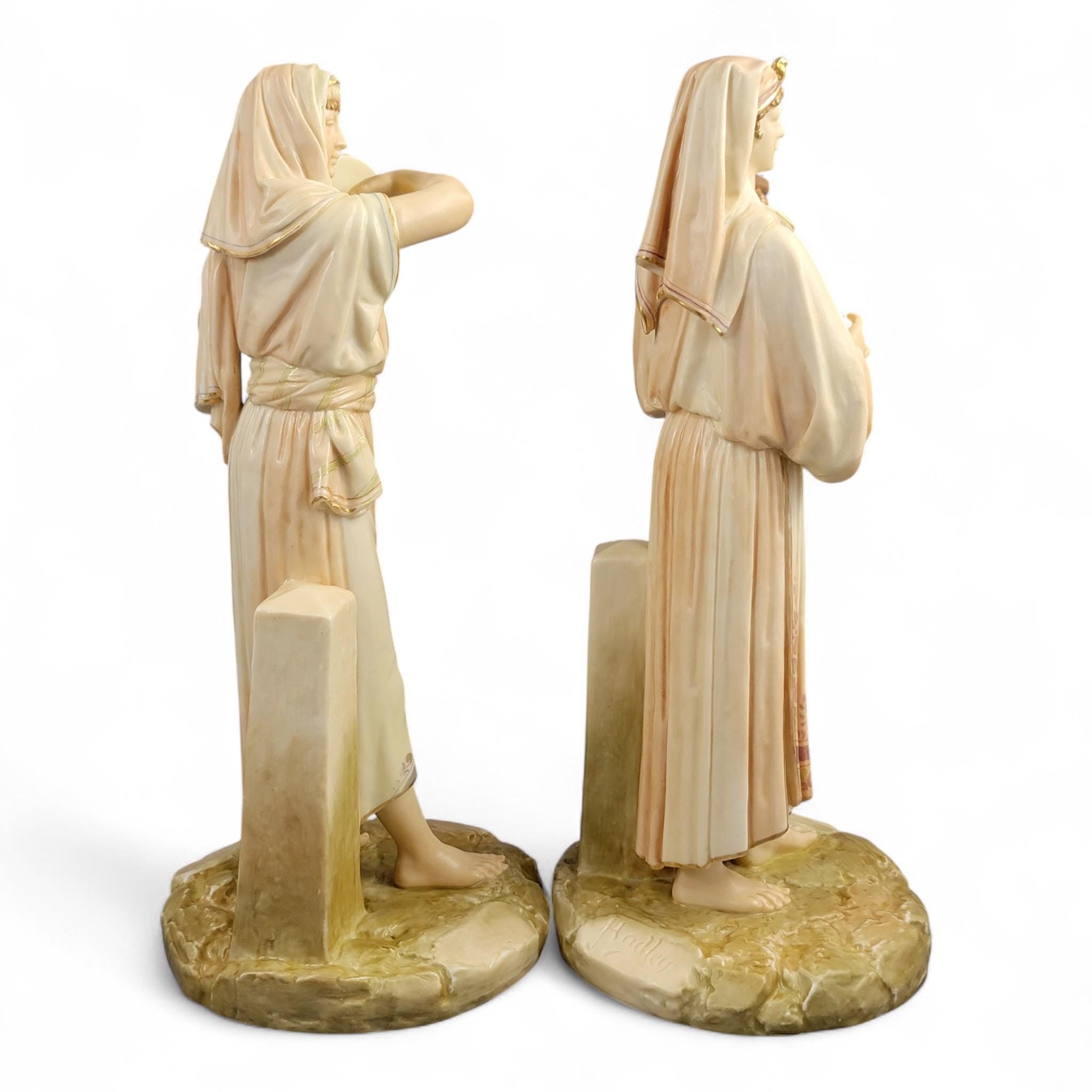Royal Worcester Egyptian Musician Pair by James Hadley, Large Sculptural Figures, 1893