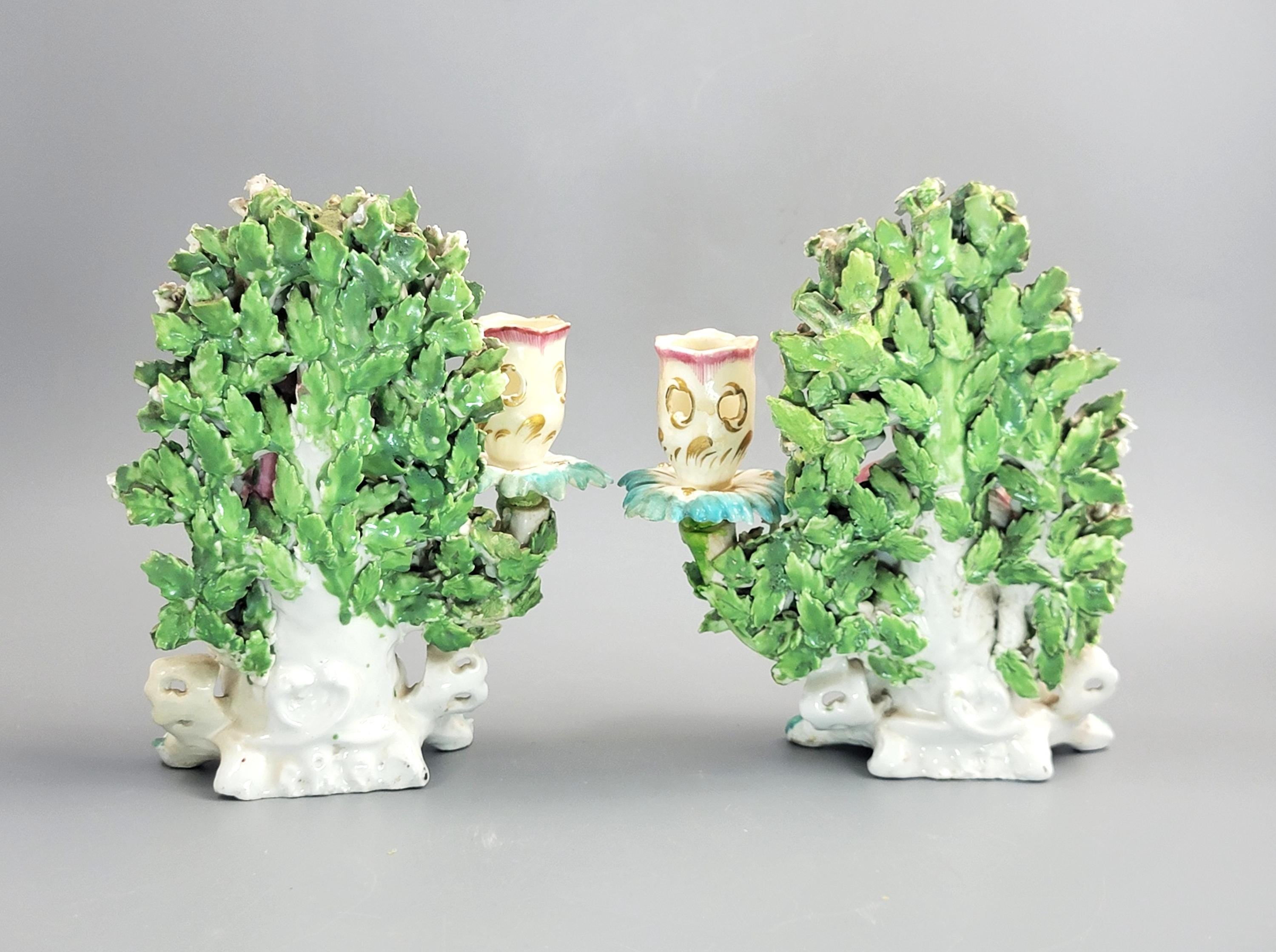 Derby Patch Mark Porcelain Musicians Candlesticks 1765-1770