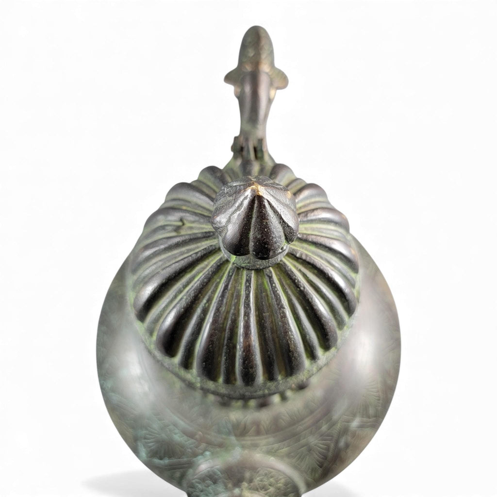 Monumental Indian bronze aftaba with makara handle, c. 1850