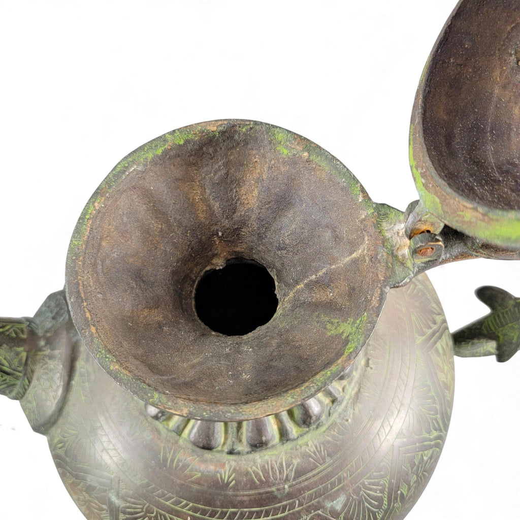 Monumental Indian bronze aftaba with makara handle, c. 1850