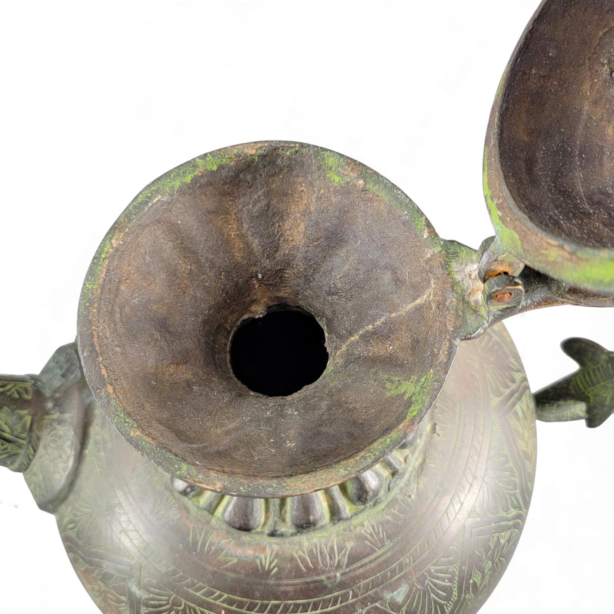 Monumental Indian bronze aftaba with makara handle, c. 1850