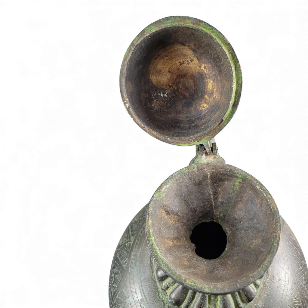 Monumental Indian bronze aftaba with makara handle, c. 1850
