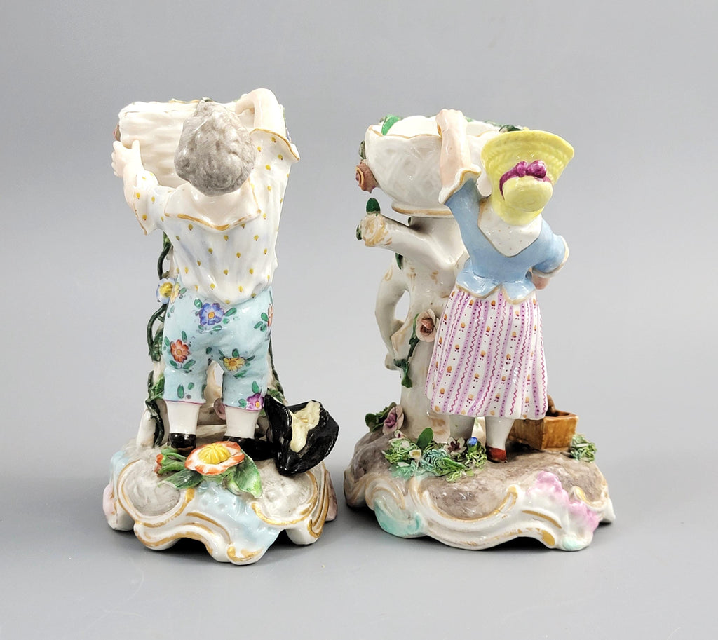 Antique German Porcelain Sweetmeat Figures Pair, Volkstedt, c.1880