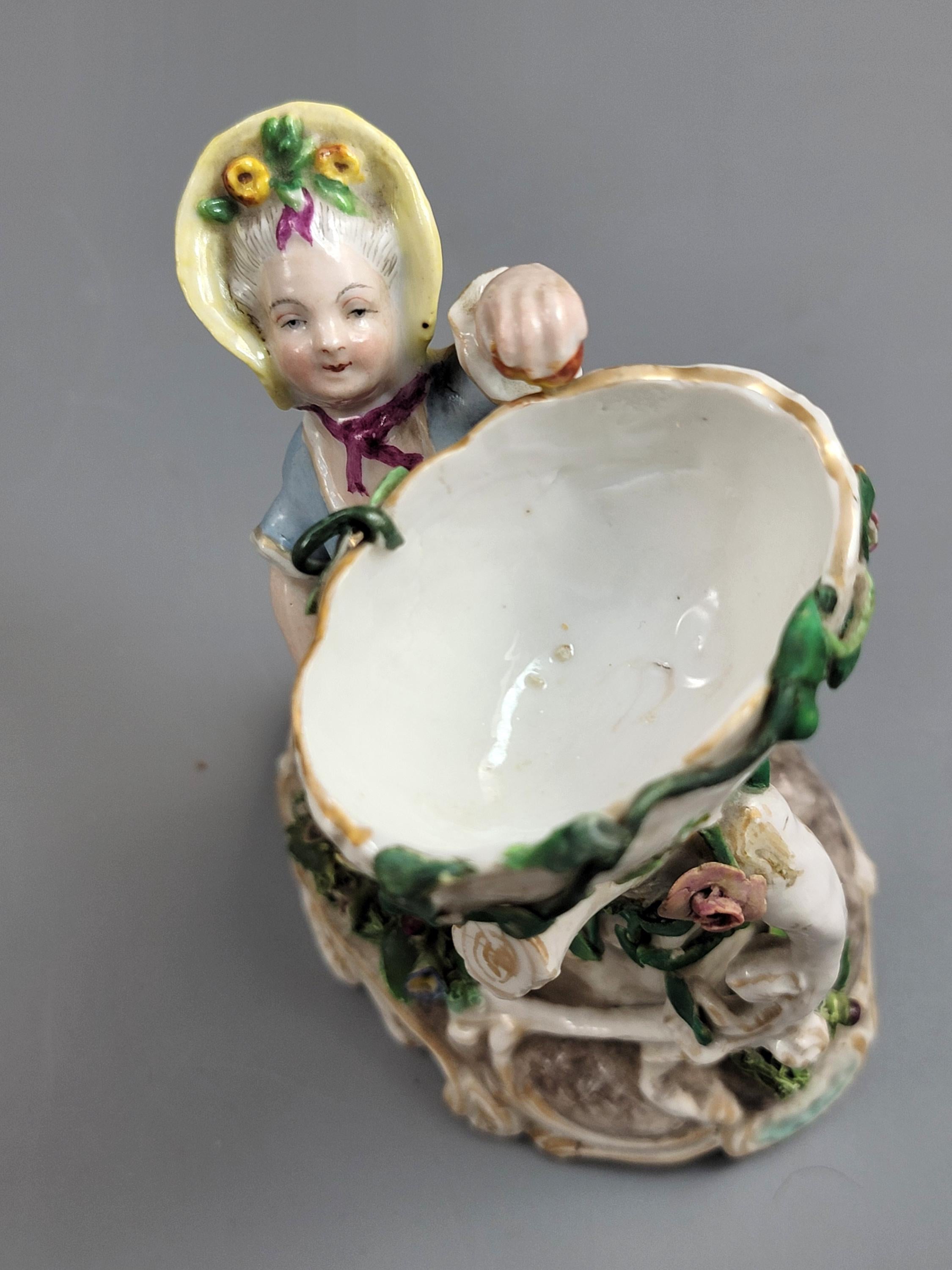Antique German Porcelain Sweetmeat Figures Pair, Volkstedt, c.1880