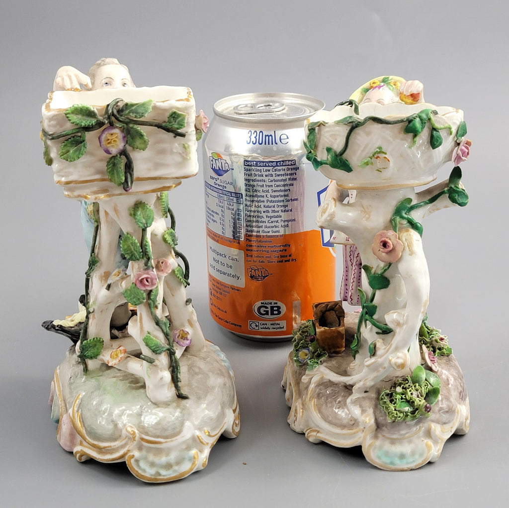 Antique German Porcelain Sweetmeat Figures Pair, Volkstedt, c.1880