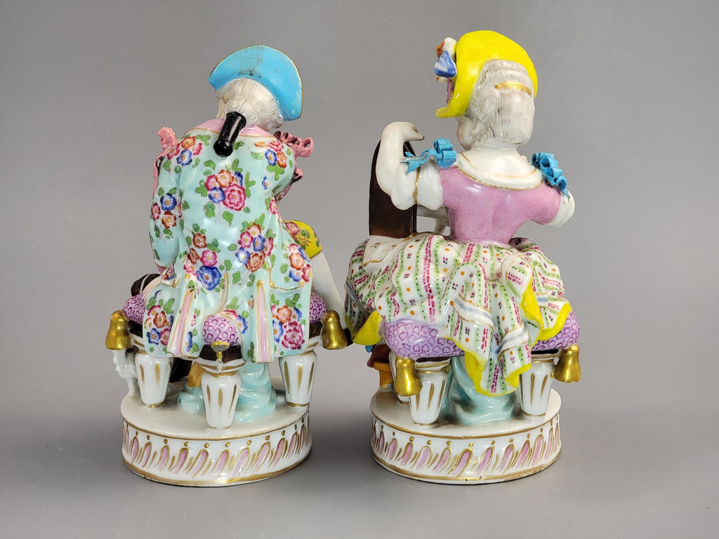 Meissen Pair of Porcelain Figures, Boy and Girl with Dogs, c. 1785