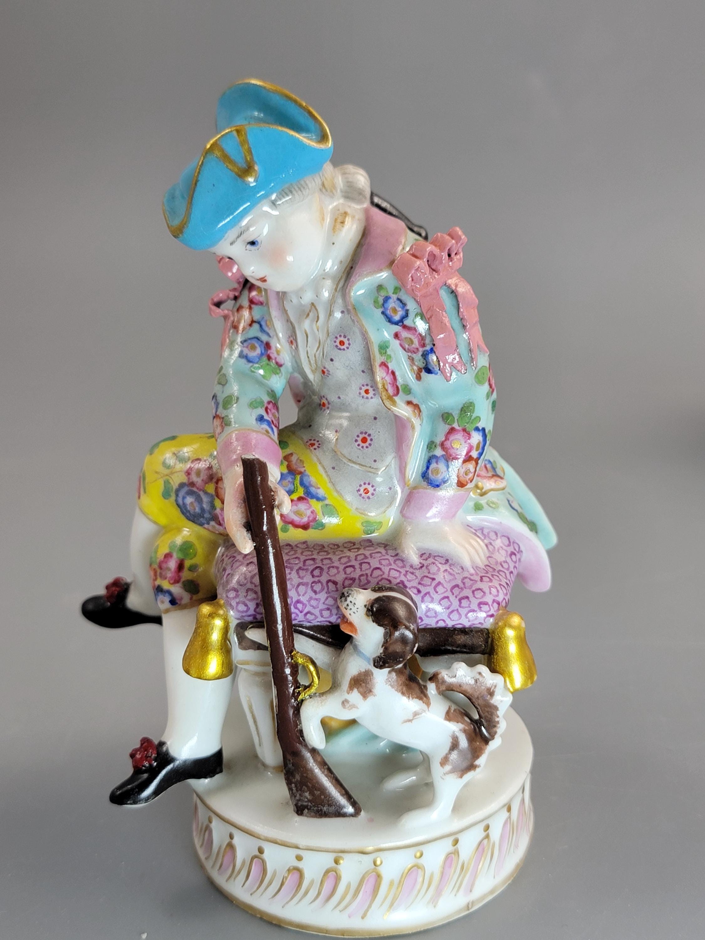 Meissen Pair of Porcelain Figures, Boy and Girl with Dogs, c. 1785