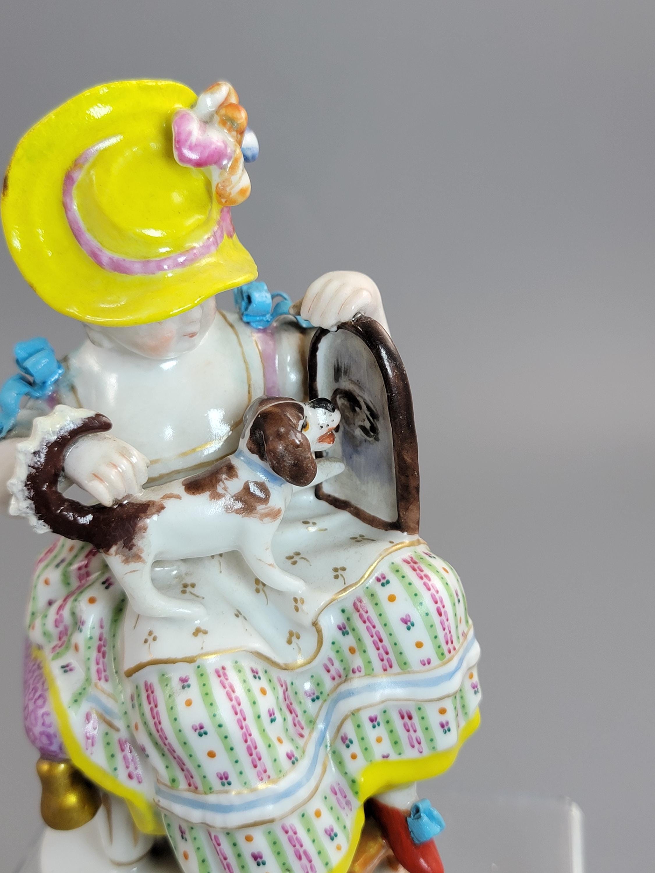 Meissen Pair of Porcelain Figures, Boy and Girl with Dogs, c. 1785
