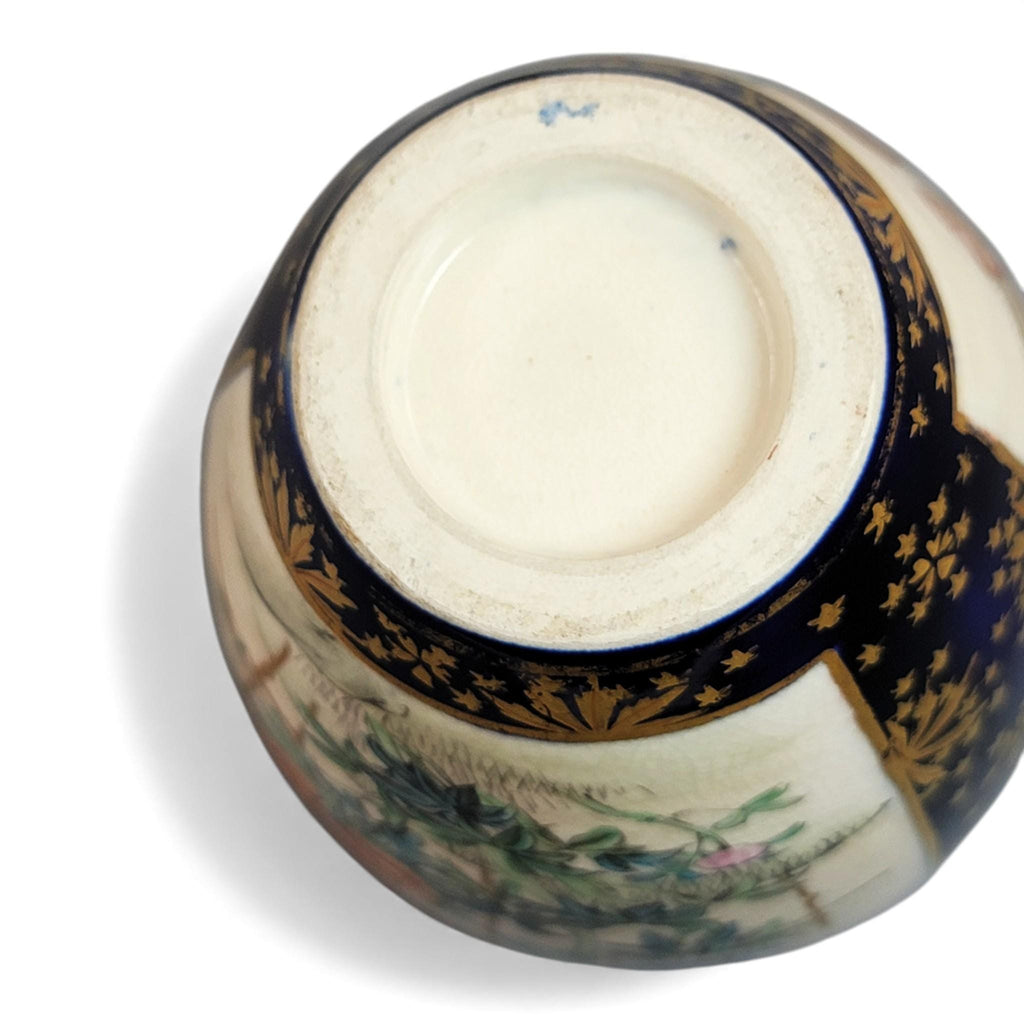 Kinkozan Kyoto Satsuma Cobalt & Gold Vase Pair Meiji Japan
