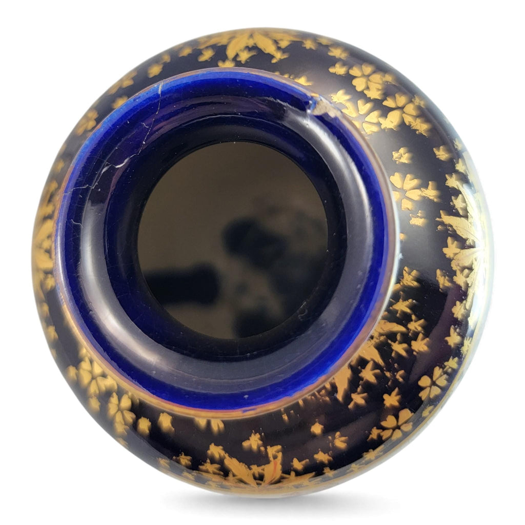 Kinkozan Kyoto Satsuma Cobalt & Gold Vase Pair Meiji Japan
