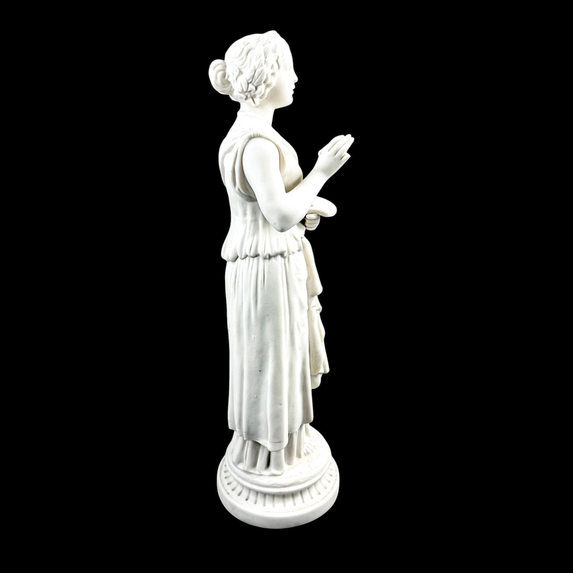 Victorian Neoclassical bisque porcelain figure, antique English 1850's
