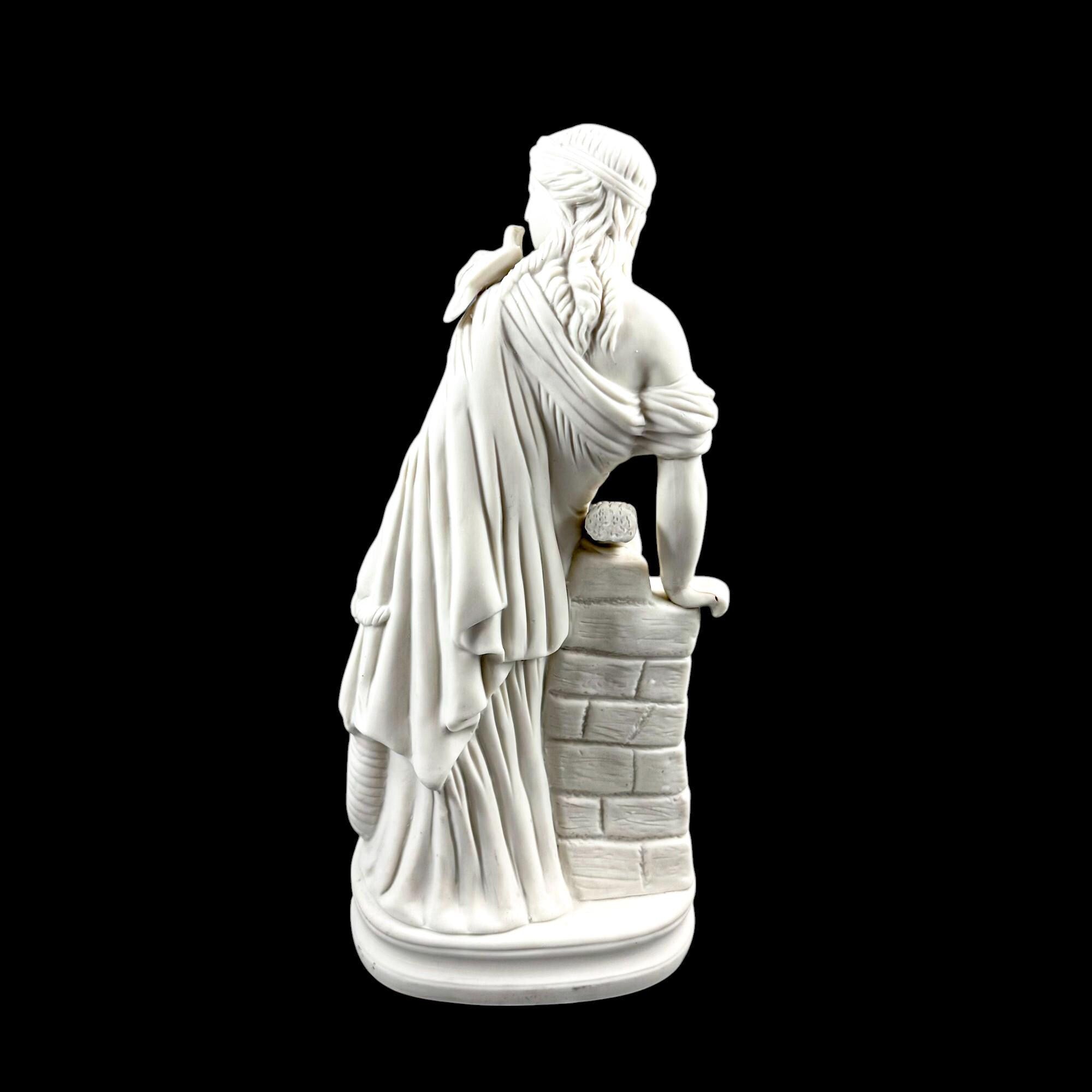 Victorian Parian classical figure with dove & cornucopia, late 19th century