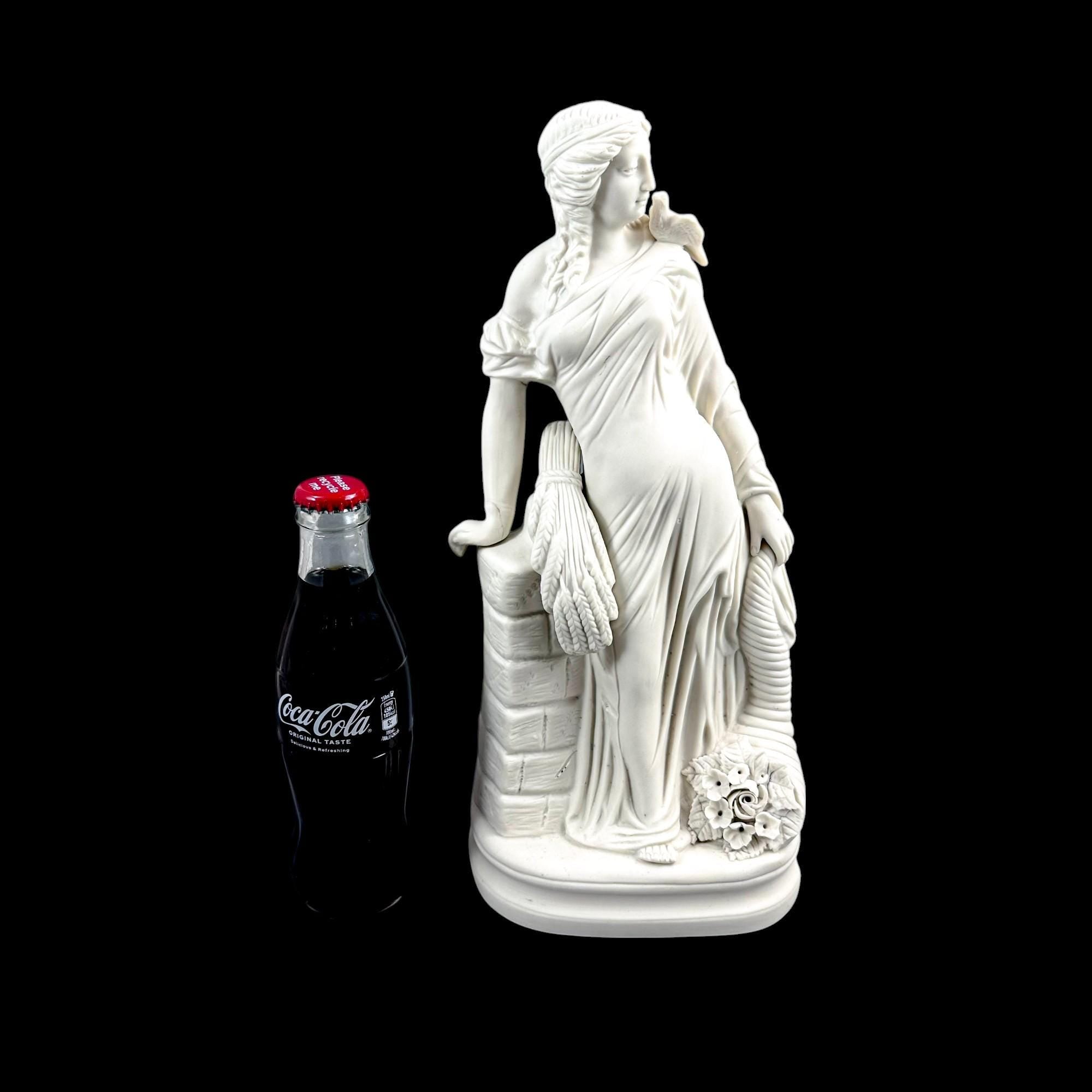 Victorian Parian classical figure with dove & cornucopia, late 19th century