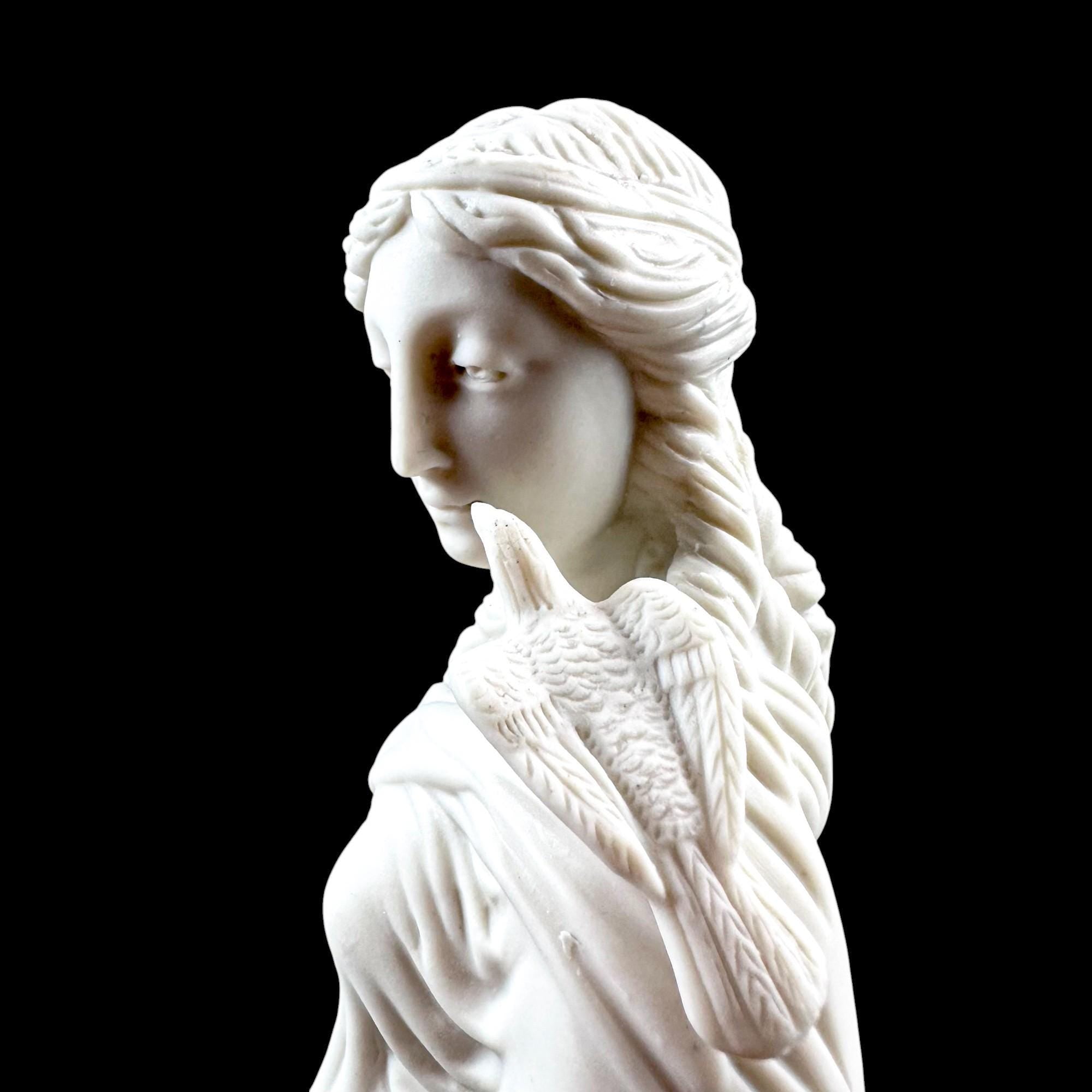 Victorian Parian classical figure with dove & cornucopia, late 19th century