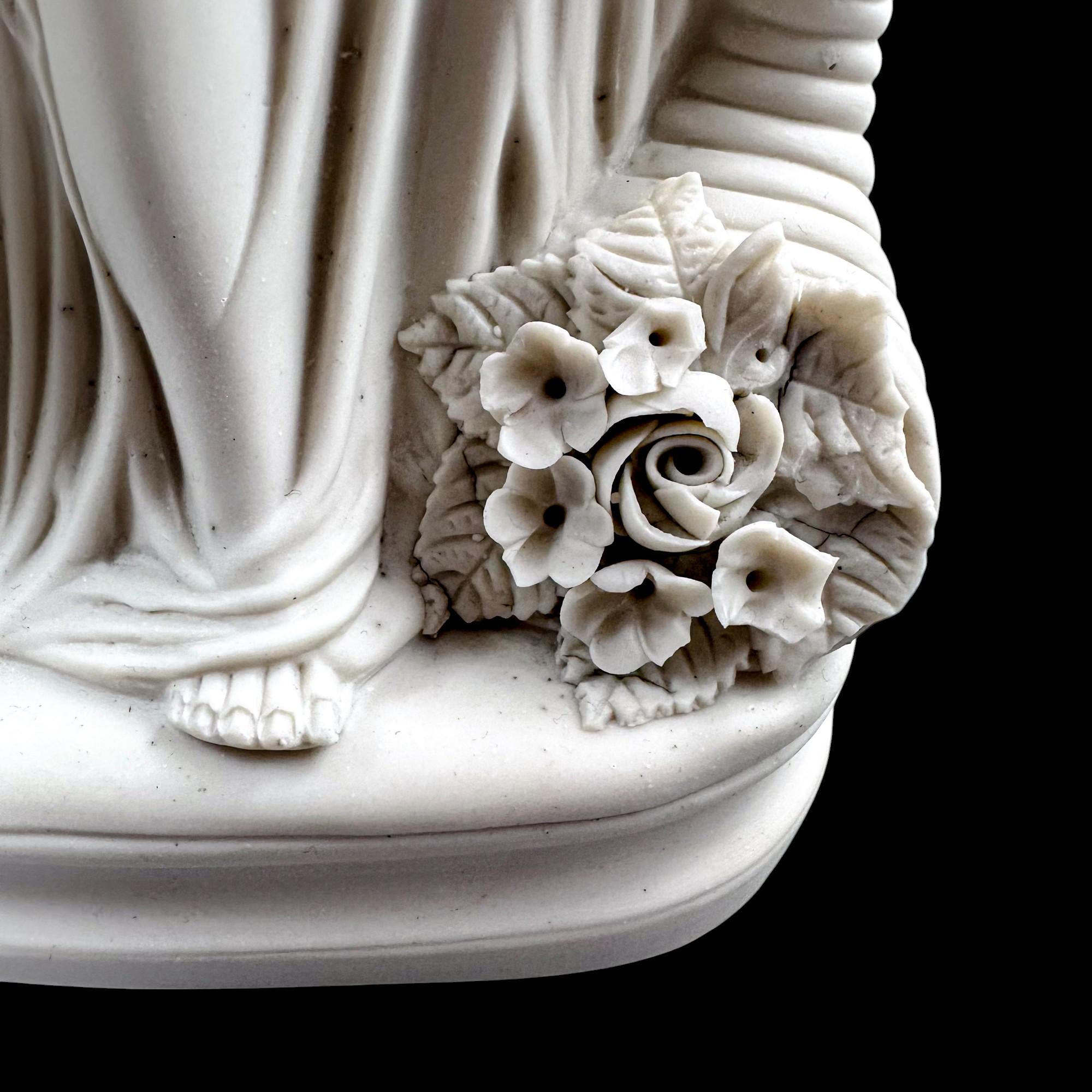 Victorian Parian classical figure with dove & cornucopia, late 19th century