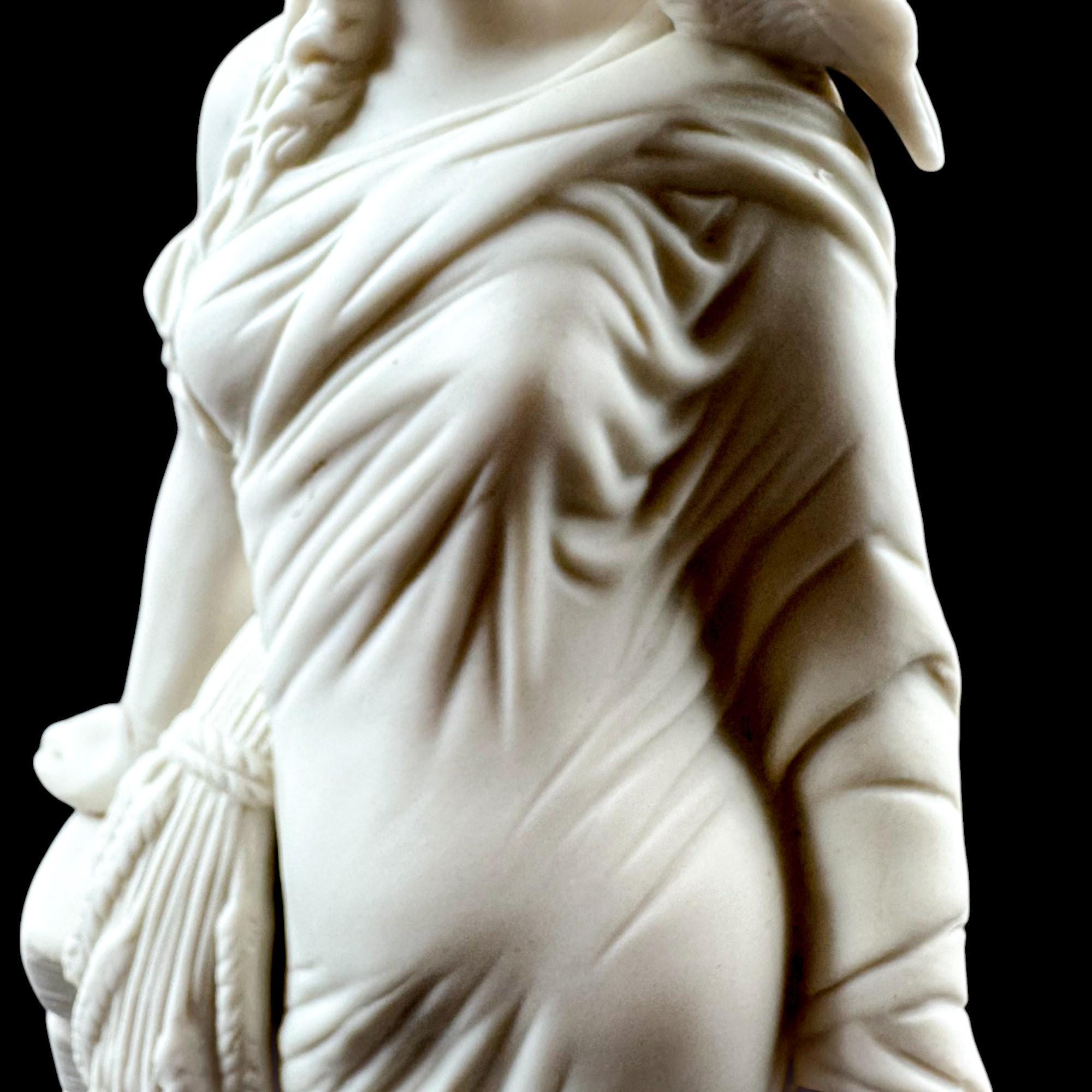 Victorian Parian classical figure with dove & cornucopia, late 19th century