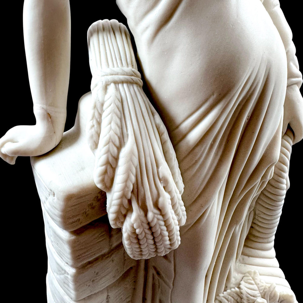 Victorian Parian classical figure with dove & cornucopia, late 19th century