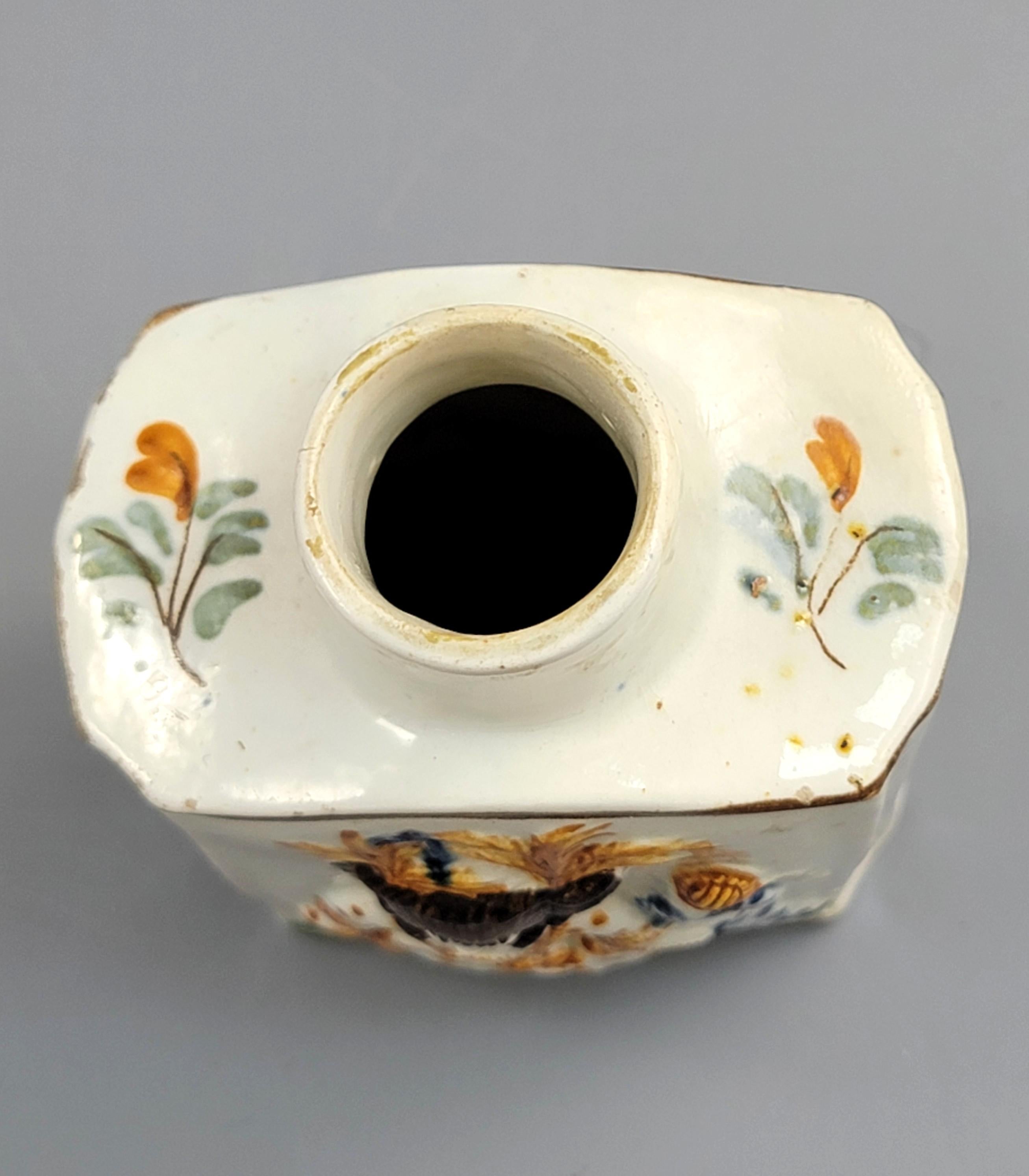 Prattware Pearlware “Macaroni” Tea Caddy, Staffordshire, c.1790–1800