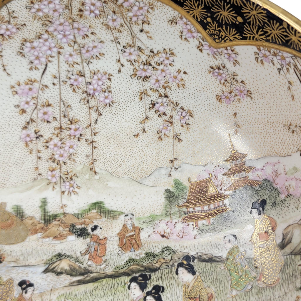 Japanese Satsuma Kyoto dragon bowl, cobalt and gilt, Meiji era