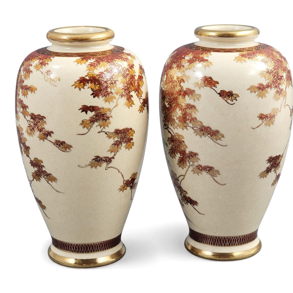 Pair of Kyoto Satsuma landscape vases, Meiji period
